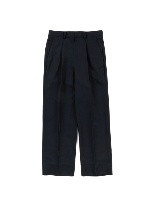 Super160's WOOL/KID MOHAIR SLACKS｜DARK NAVY