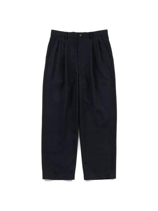 Super160's WOOL/KID MOHAIR WIDE PANTS｜DARK NAVY