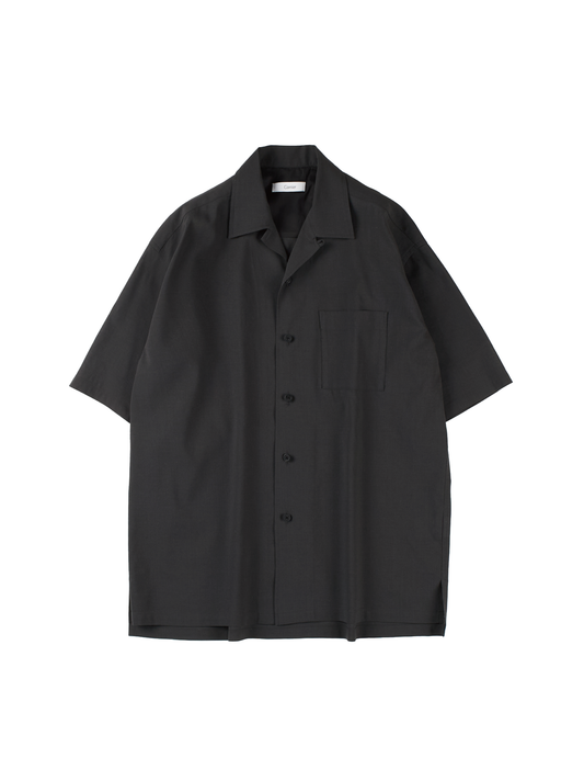 Super160's WOOL/ PAPER HALF SLEEVE SHIRTS｜BLACK