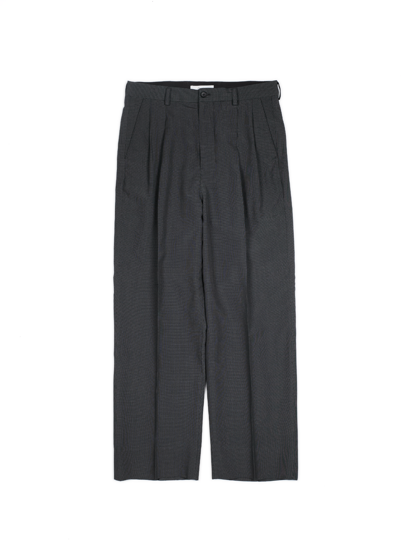 Super160's WOOL/SILK CRISPY 2-TUCK SLACKS｜BLACK