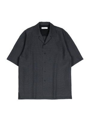 Super160's WOOL/SILK CRISPY HALF SLEEVE SHIRTS｜BLACK