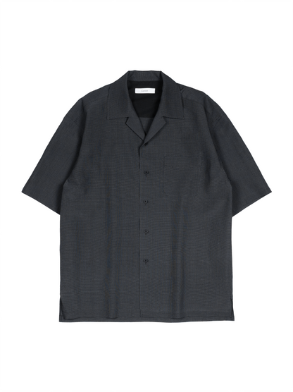 Super160's WOOL/SILK CRISPY HALF SLEEVE SHIRTS｜BLACK