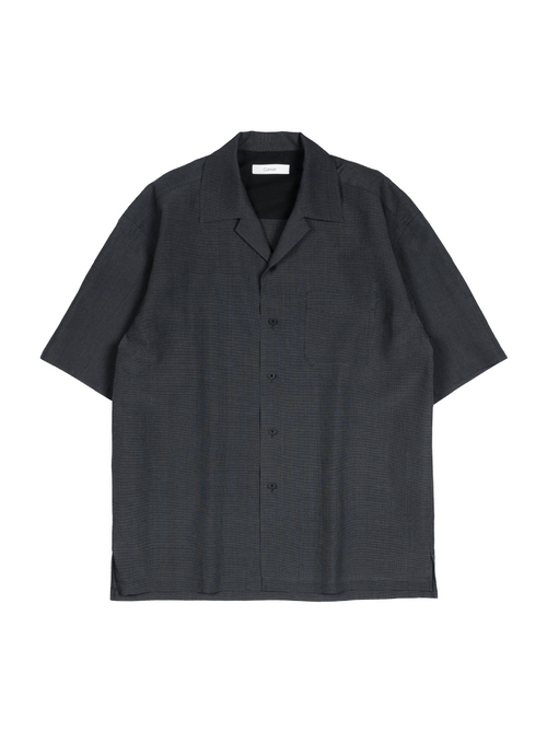 Super160's WOOL/SILK CRISPY HALF SLEEVE SHIRTS｜BLACK