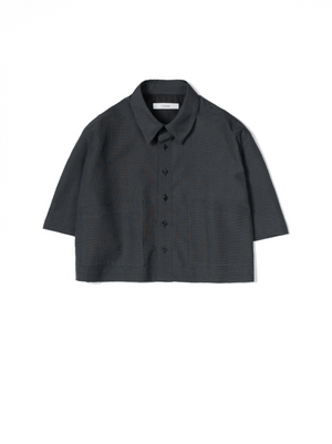 Super160's WOOL/SILK CRISPY HALF SLEEVE SHIRTS for WOMEN｜BLACK