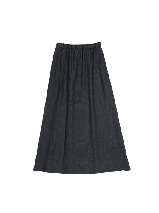 Super160's WOOL/SILK CRISPY SKIRT｜BLACK