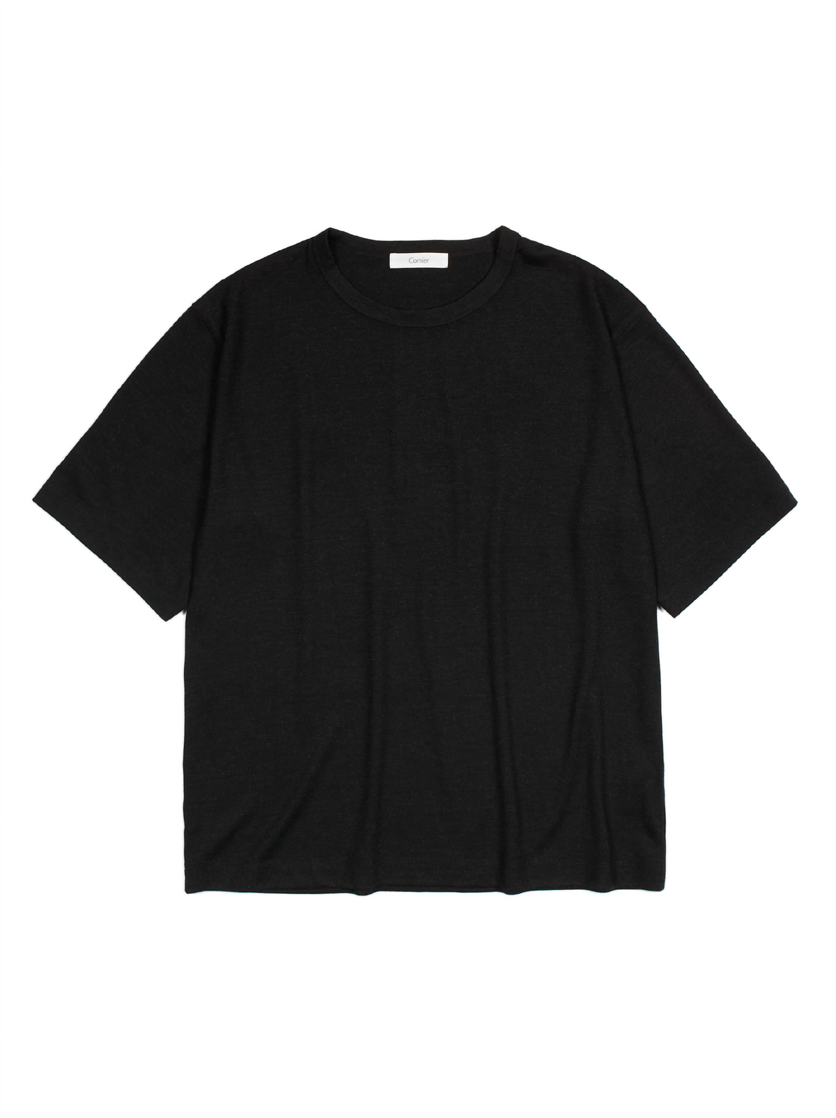 Super160's WORSTED WOOL HEAVY T-SHIRTS HALF SLEEVE｜TOP BLACK