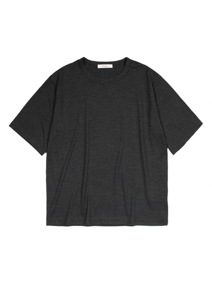 Super160's WORSTED WOOL HEAVY T-SHIRTS HALF SLEEVE｜TOP CHARCOAL