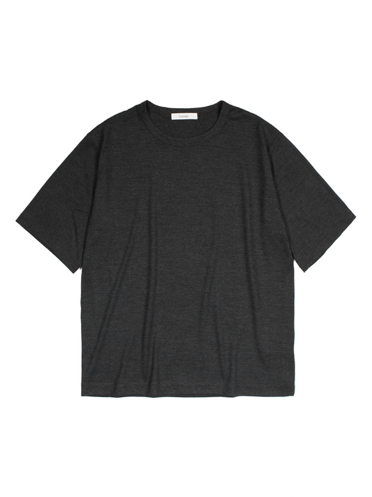 Super160's WORSTED WOOL HEAVY T-SHIRTS HALF SLEEVE｜TOP CHARCOAL