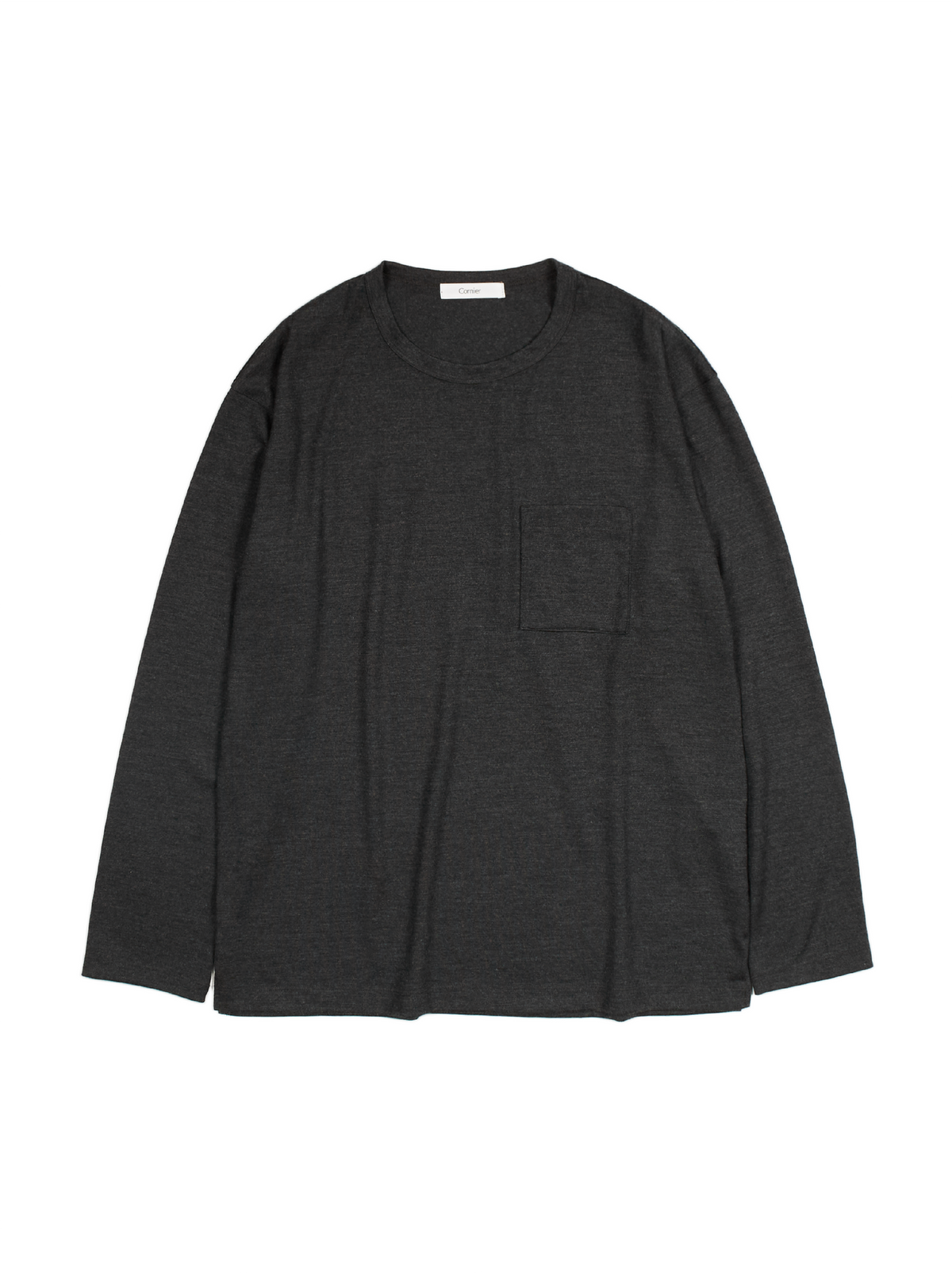 Super160's WORSTED WOOL HEAVY T-SHIRTS LONG SLEEVE｜TOP CHARCOAL
