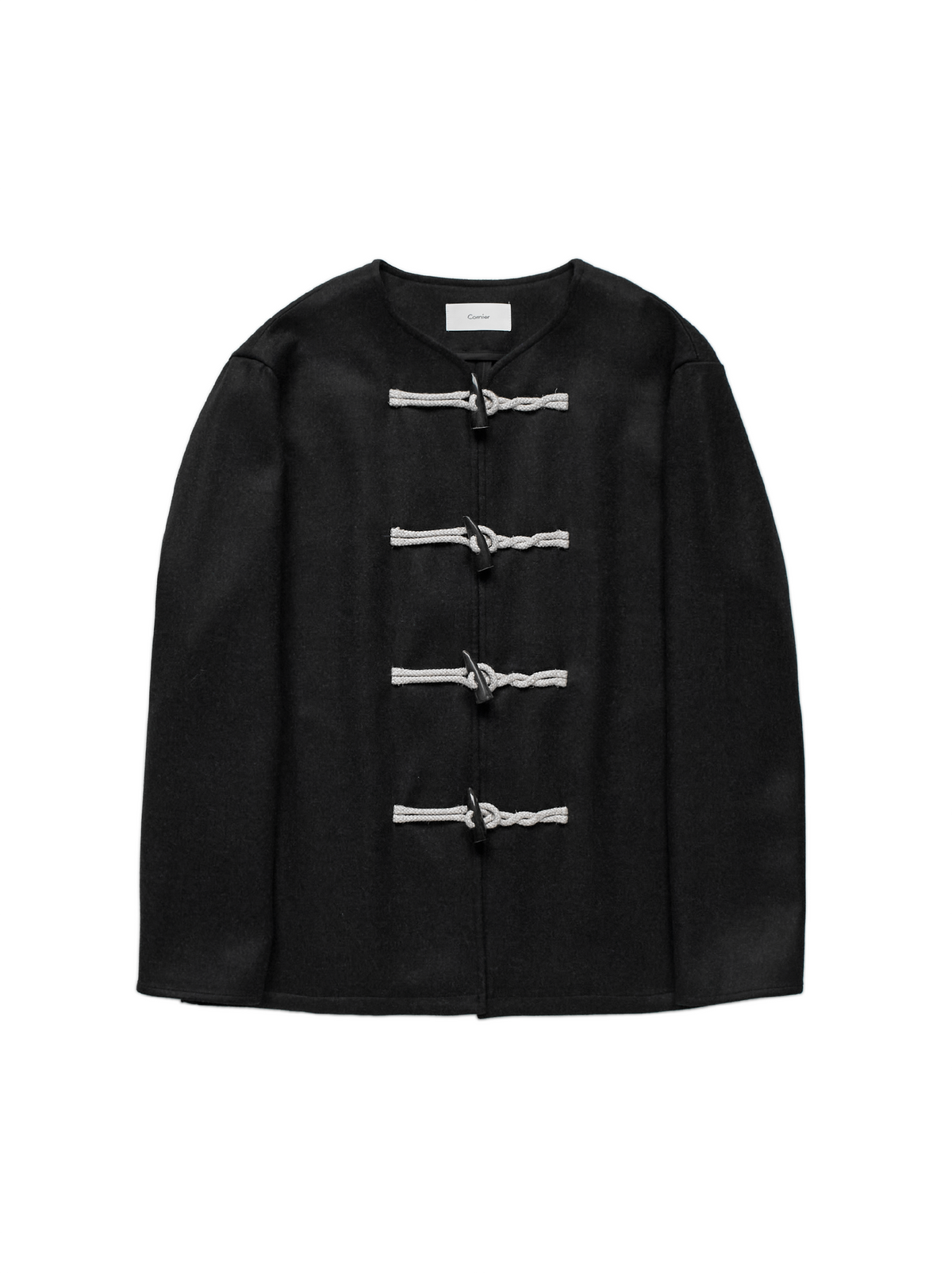 Super160’s WORSTED WOOL MELTON TOGGLE JACKET for WOMEN｜TOP BLACK