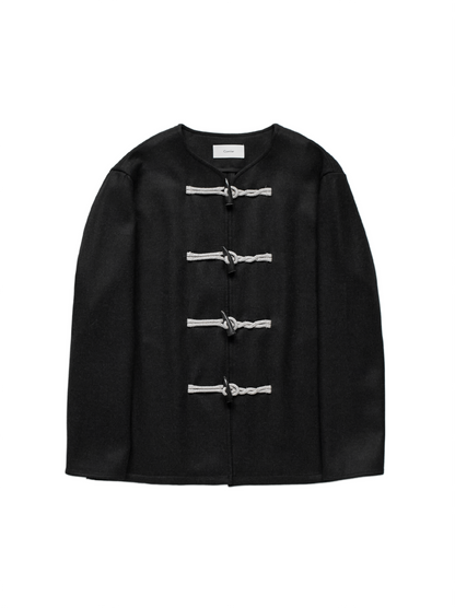 Super160’s WORSTED WOOL MELTON TOGGLE JACKET for WOMEN｜TOP BLACK