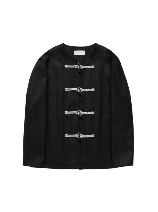 Super160’s WORSTED WOOL MELTON TOGGLE JACKET for WOMEN｜TOP BLACK