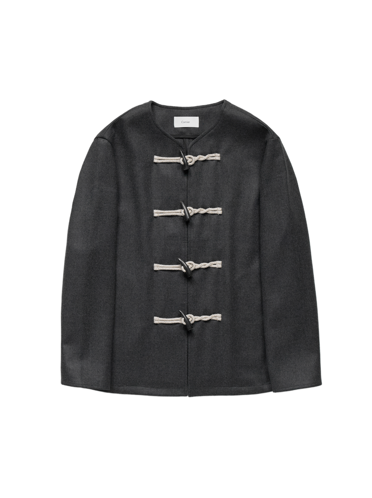 Super160’s WORSTED WOOL MELTON TOGGLE JACKET for WOMEN｜TOP CHARCOAL