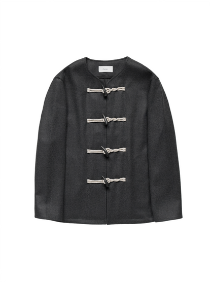 Super160’s WORSTED WOOL MELTON TOGGLE JACKET for WOMEN｜TOP CHARCOAL