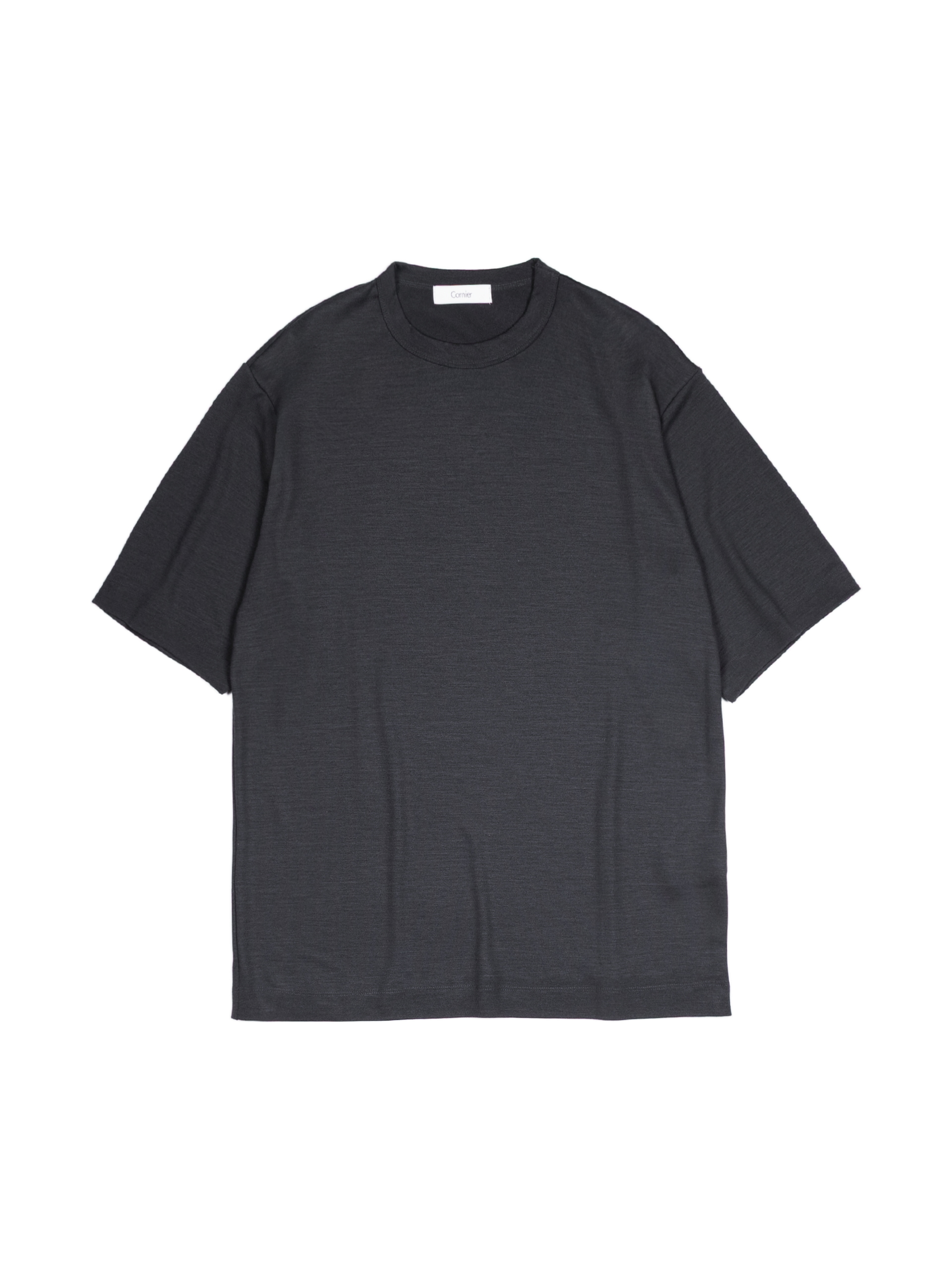 【M】Cornier 25SS スーパー160'sウールペーパーシャツ Super160's WORSTED WOOL T-SHIRTS｜CHARCOAL – Cornier