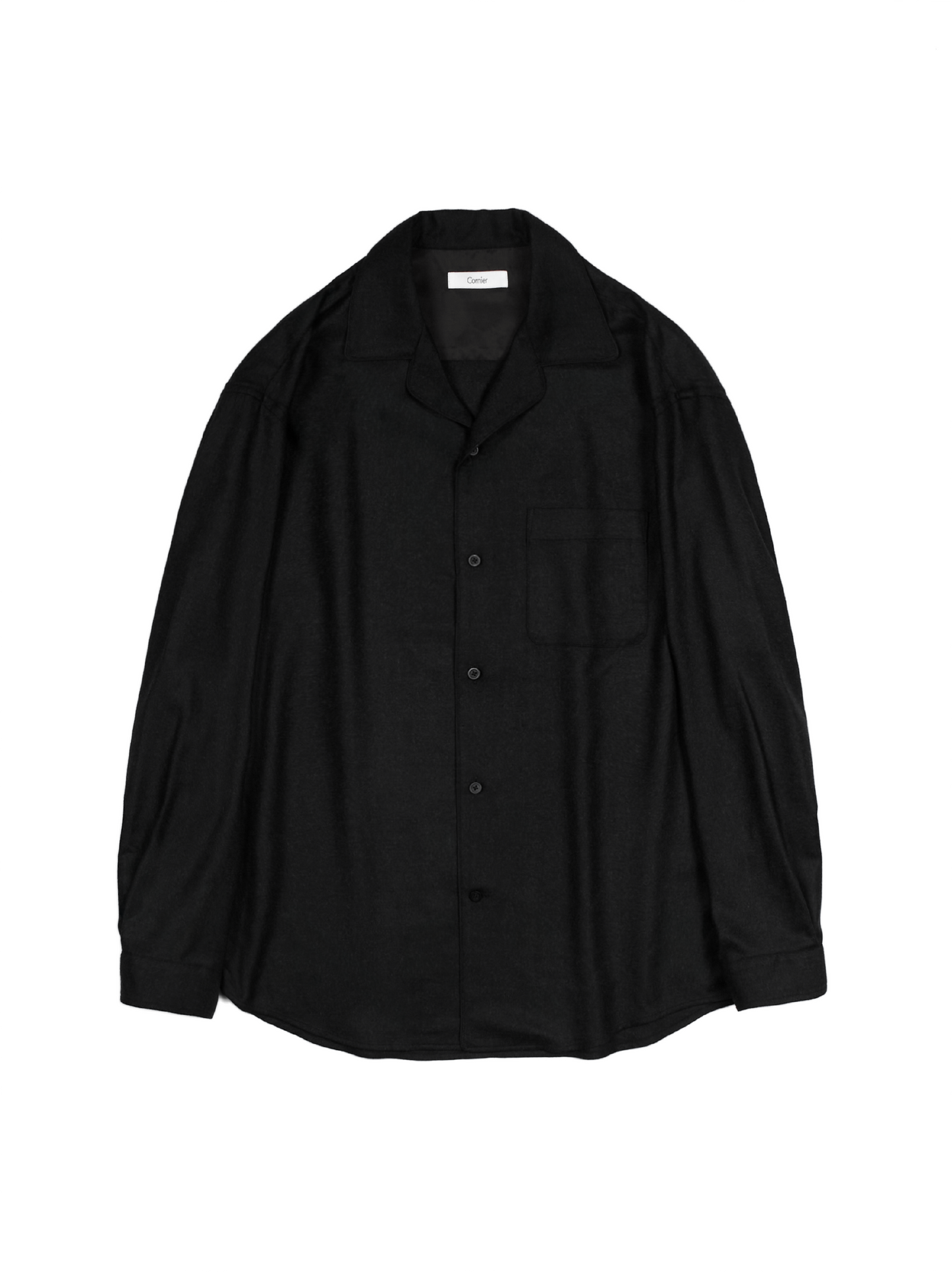 Super160's WORSTED WOOL VIYELLA SHIRTS｜TOP BLACK