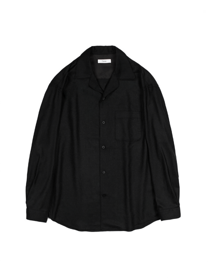 Super160's WORSTED WOOL VIYELLA SHIRTS｜TOP BLACK