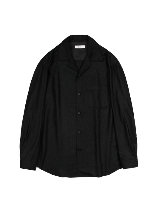 Super160's WORSTED WOOL VIYELLA SHIRTS｜TOP BLACK