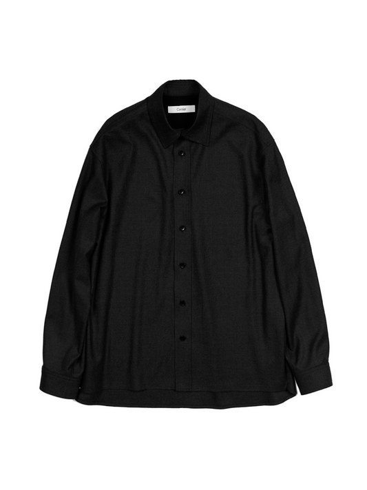 Super160's WORSTED WOOL VIYELLA SHIRTS for WOMEN｜TOP BLACK