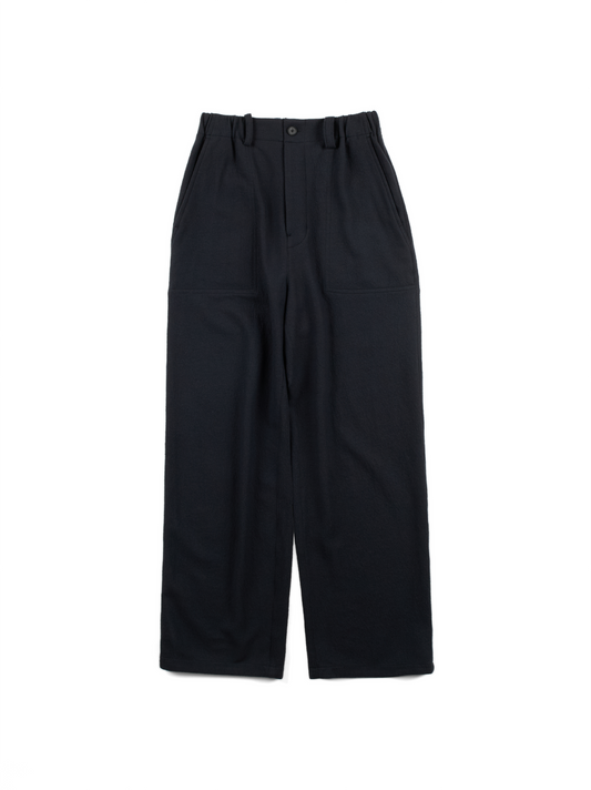 Super160's WOOL CRATER JERSEY BAKER PANTS｜BLACK