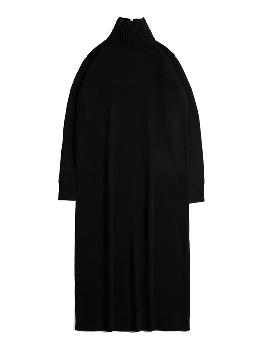 Super170's WOOL KNIT LONG DRESS｜BLACK