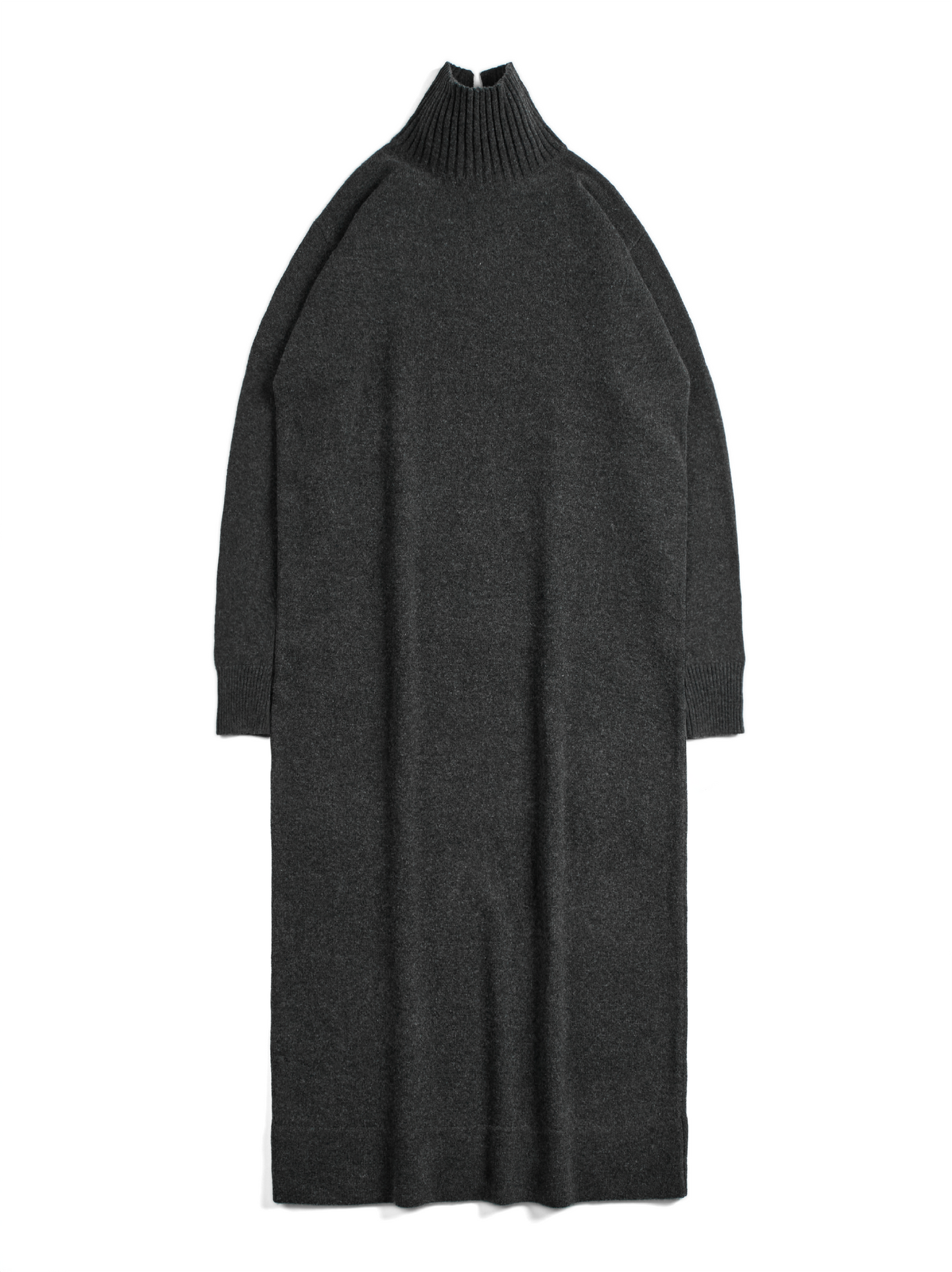 Super170's WOOL KNIT LONG DRESS｜CHARCOAL GRAY