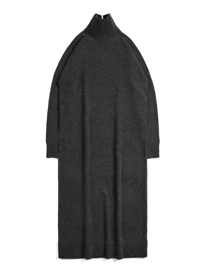 Super170's WOOL KNIT LONG DRESS｜CHARCOAL GRAY