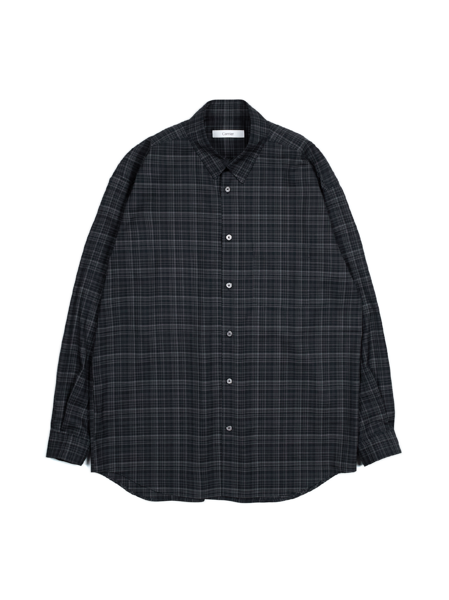 Super180's WORSTED WOOL CHECK SHIRTS|BLACK CHECK – Cornier Super180's WORSTED WOOL CHECK SHIRTS|BLACK CHECK – Cornier