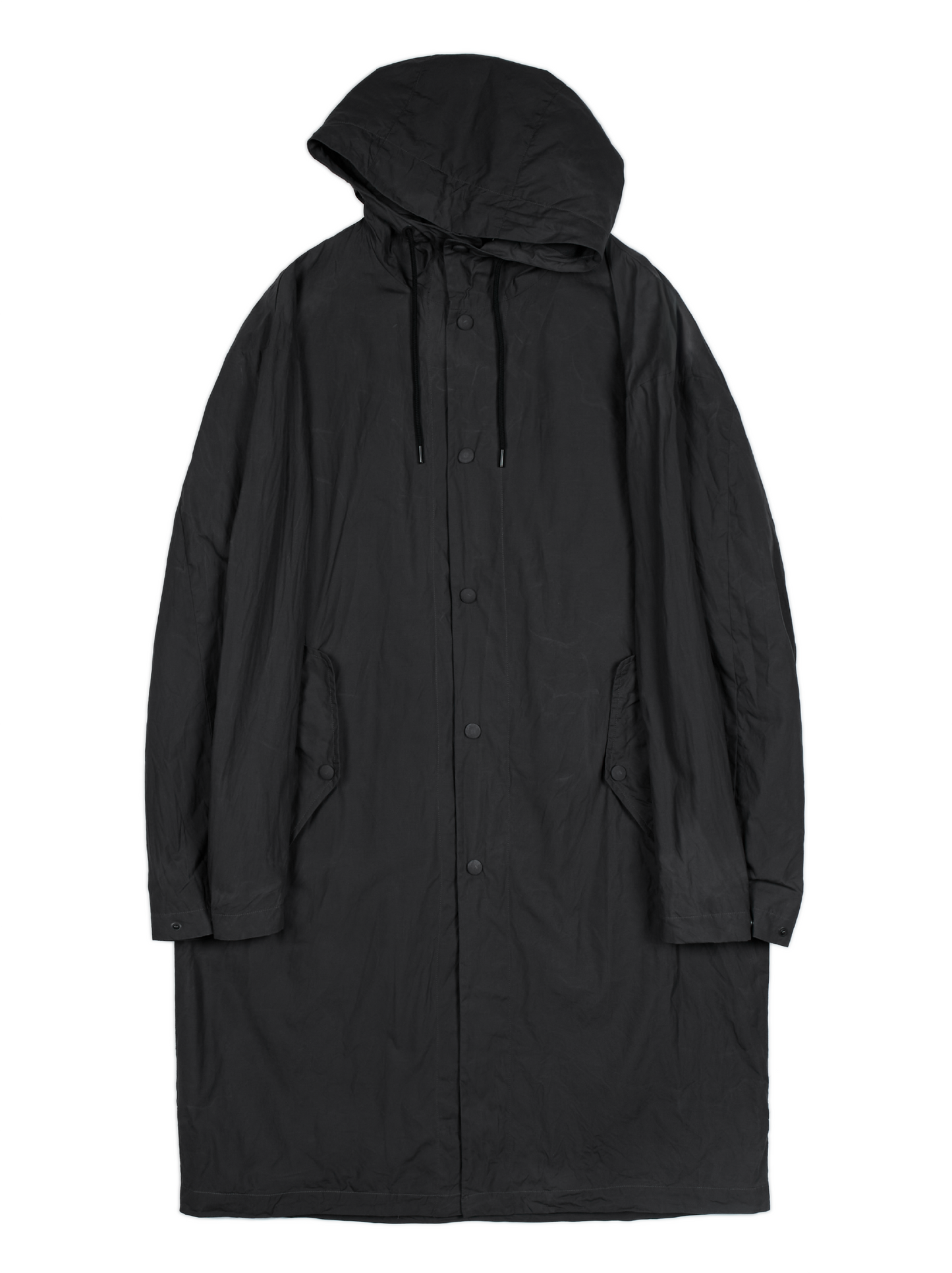 WAXING FINX COTTON WEATHER LIGHT HOODED COAT｜CHARCOAL