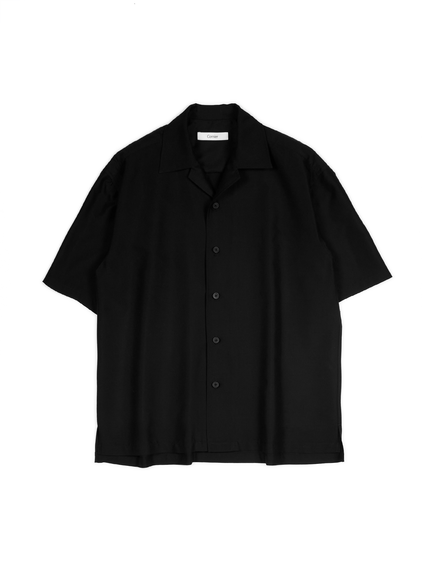 WORSTED CASHMERE/SILK TROPICAL HALF SLEEVE SHIRTS｜BLACK