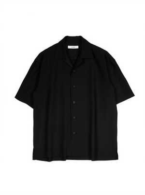WORSTED CASHMERE/SILK TROPICAL HALF SLEEVE SHIRTS｜BLACK