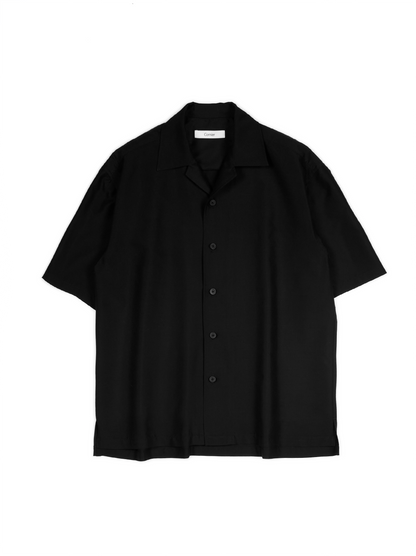 WORSTED CASHMERE/SILK TROPICAL HALF SLEEVE SHIRTS｜BLACK