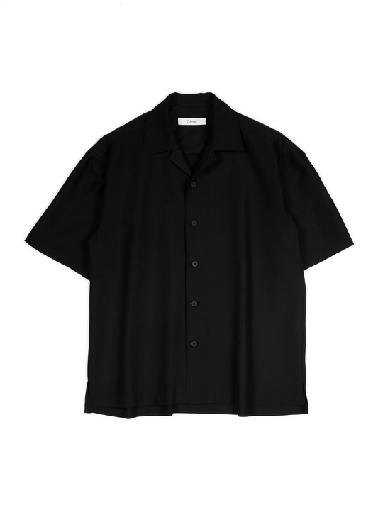 WORSTED CASHMERE/SILK TROPICAL HALF SLEEVE SHIRTS｜BLACK