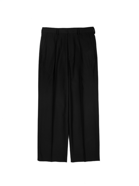WORSTED CASHMERE/SILK TROPICAL SLACKS｜BLACK