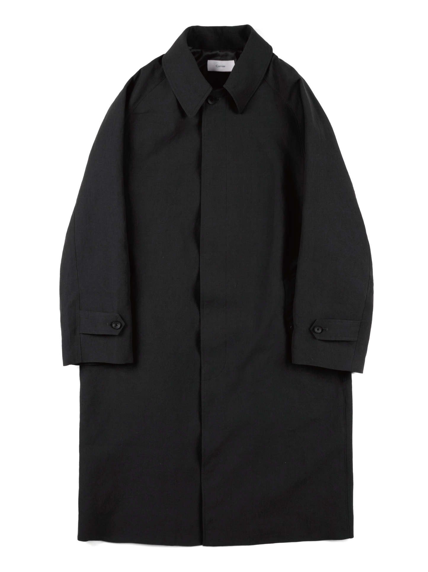 WORSTED WOOL/PAPER BALMACAAN LONG COAT｜BLACK