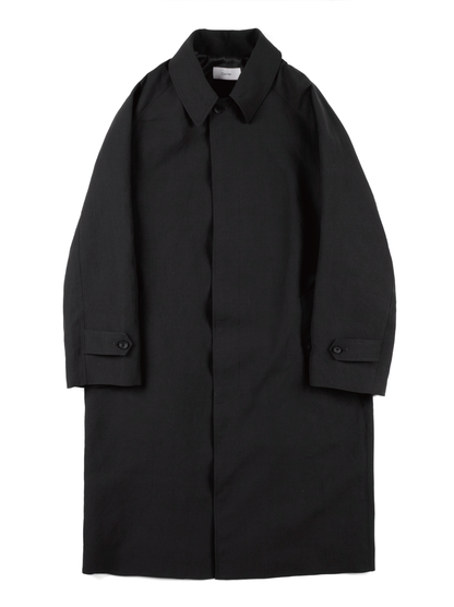 WORSTED WOOL/PAPER BALMACAAN LONG COAT|BLACK – Cornier WORSTED WOOL/PAPER BALMACAAN LONG COAT|BLACK – Cornier
