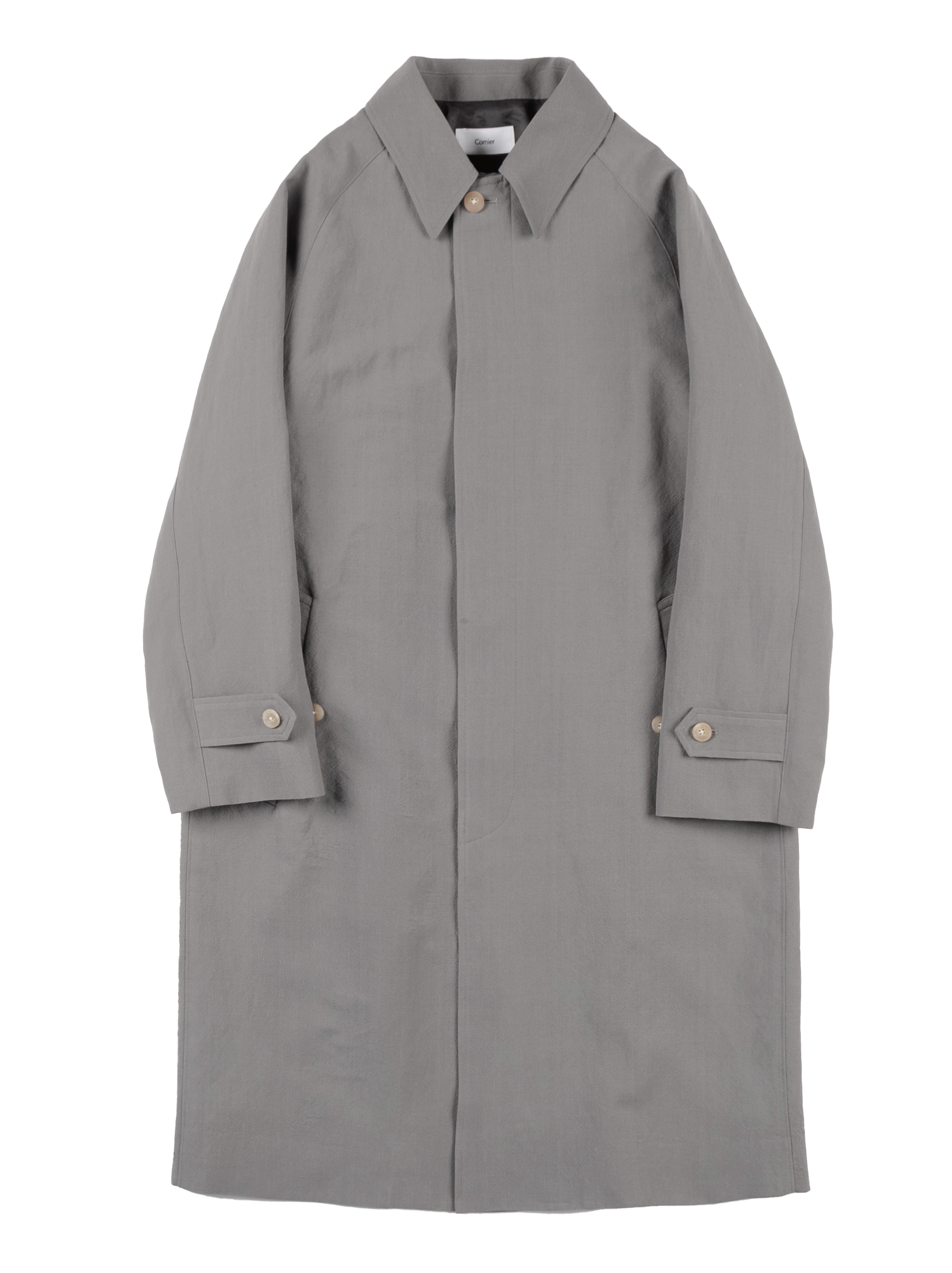 WORSTED WOOL/PAPER BALMACAAN LONG COAT|GRAY – Cornier WORSTED WOOL/PAPER BALMACAAN LONG COAT|GRAY – Cornier