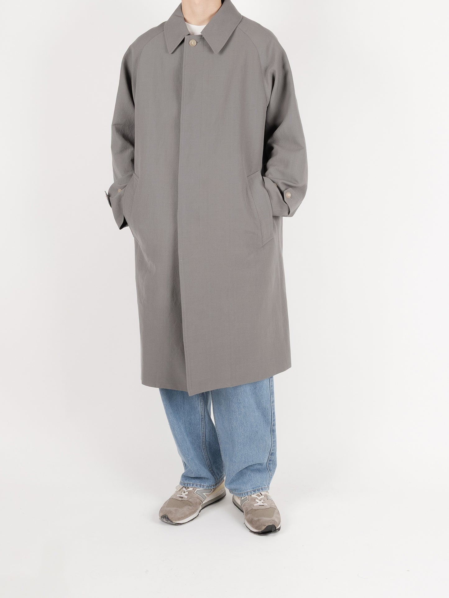 WORSTED WOOL/PAPER BALMACAAN LONG COAT｜GRAY