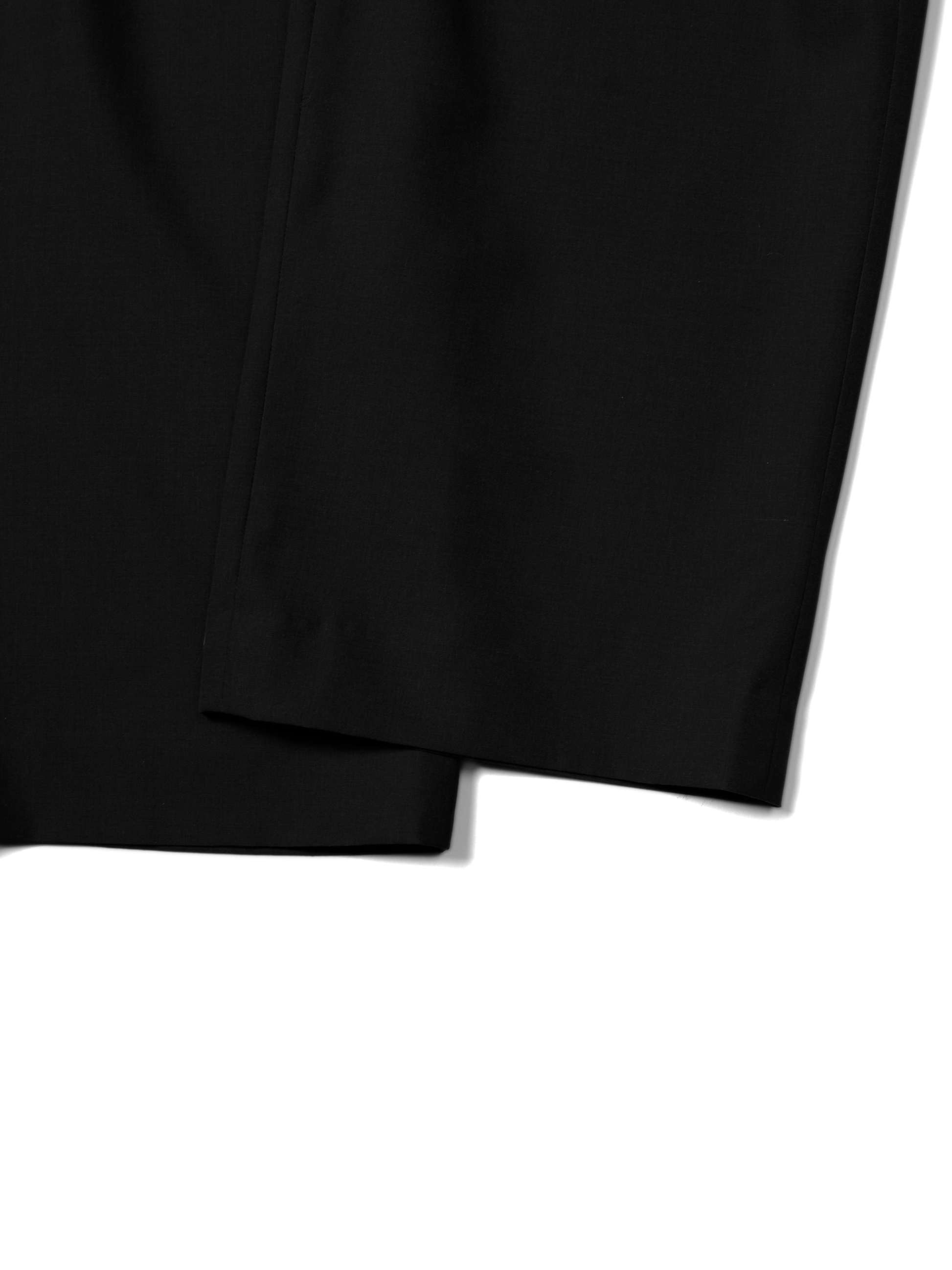 Super130's WORSTED WOOL TROPICAL 2-TUCK EASY PANTS|BLACK – Cornier Super130's WORSTED WOOL TROPICAL 2-TUCK EASY PANTS|BLACK – Cornier