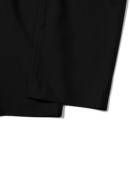 Super130's WORSTED WOOL TROPICAL 2-TUCK EASY PANTS｜BLACK