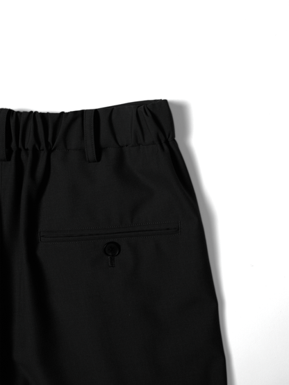 Super130's WORSTED WOOL TROPICAL 2-TUCK EASY PANTS|BLACK – Cornier Super130's WORSTED WOOL TROPICAL 2-TUCK EASY PANTS|BLACK – Cornier