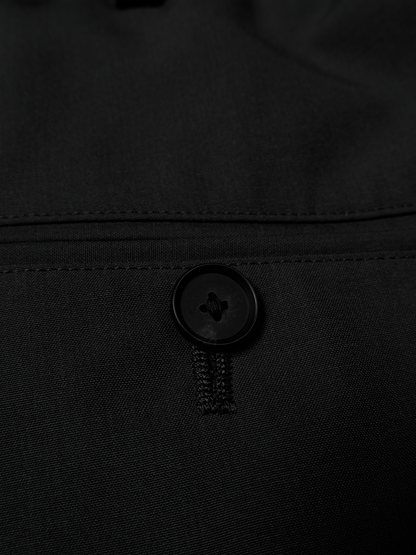 Super130's WORSTED WOOL TROPICAL 2-TUCK EASY PANTS｜BLACK