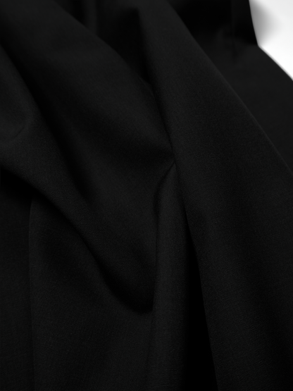 Super130's WORSTED WOOL TROPICAL 2-TUCK EASY PANTS｜BLACK