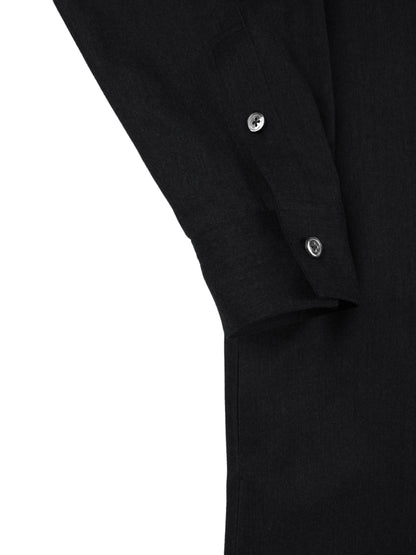 Super130's WORSTED WOOL LIGHT MILLED SHIRTS DRESS｜TOP BLACK