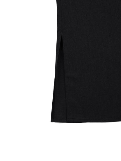 Super130's WORSTED WOOL LIGHT MILLED SHIRTS DRESS｜TOP BLACK