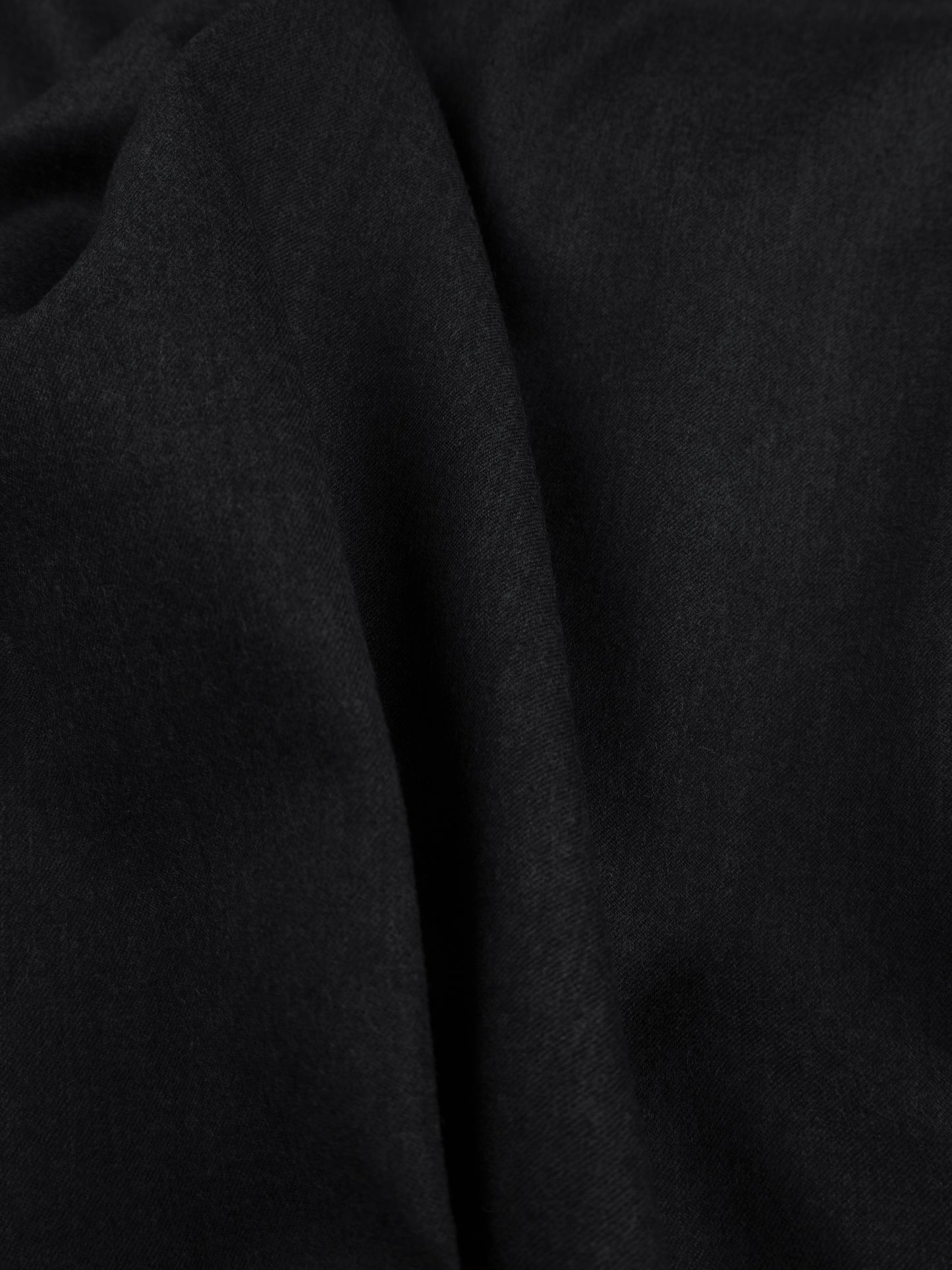 Super130's WORSTED WOOL LIGHT MILLED SHIRTS DRESS｜TOP BLACK