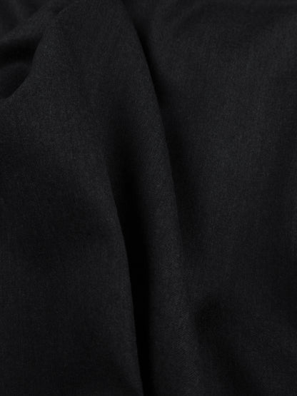 Super130's WORSTED WOOL LIGHT MILLED SHIRTS DRESS｜TOP BLACK