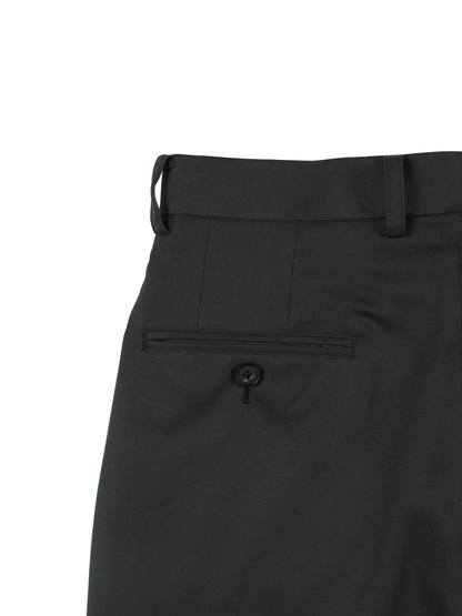 Super130's WOOL CHAMBRAY GABARDINE SLACKS｜BLUE CHARCOAL