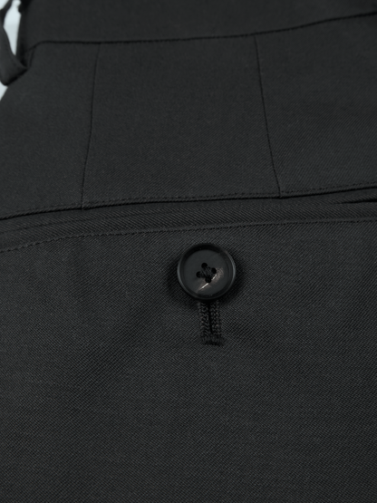 Super130's WOOL CHAMBRAY GABARDINE SLACKS｜BLUE CHARCOAL