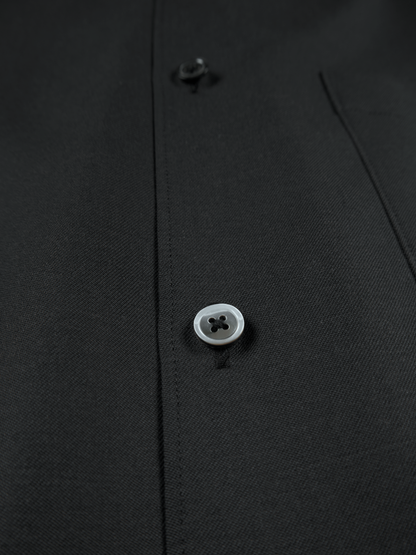 Super130's WOOL CHAMBRAY GABARDINE SHIRTS｜BLUE CHARCOAL